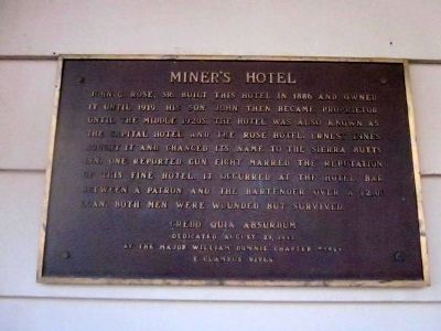 Miner�s Hotel Marker image. Click for full size.