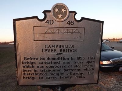 Campbell's Levee Bridge Marker (Reverse). Click for full size. Campbell's Levee Bridge Marker (Reverse) image. Click for full size.