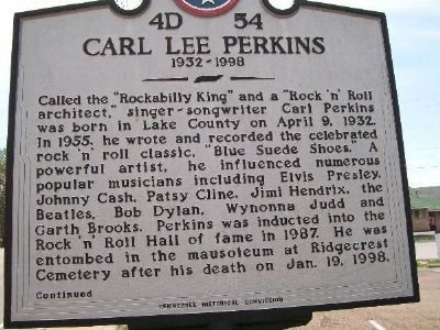 Carl Lee Perkins Marker. Click for full size. Carl Lee Perkins Marker image. Click for full size.