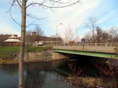 View of marker from the bank of the Little River. Click for full size. View of marker from the bank of the Little River image. Click for full size.