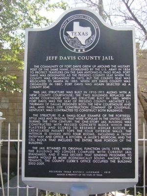 Jeff Davis County Jail Marker image. Click for full size.