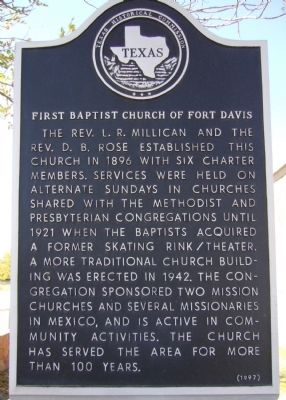 First Baptist Church of Fort Davis Marker image. Click for full size.