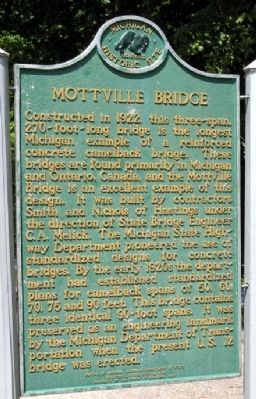 Mottville Bridge Marker (Back) image. Click for full size.