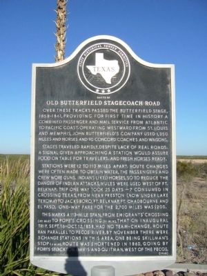 Route of Old Butterfield Stagecoach Road Marker image. Click for full size.