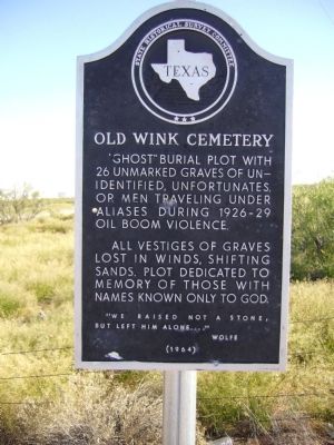 Old Wink Cemetery Marker. Click for full size. Old Wink Cemetery Marker image. Click for full size.
