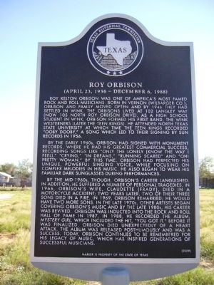 Roy Orbison Marker. Click for full size. Roy Orbison Marker image. Click for full size.