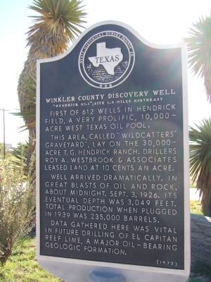 Winkler County Discovery Well Marker image. Click for full size.