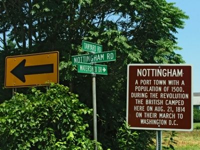 Nottingham Marker at Nottingham Road, Tanyard Road and Watershed Drive image. Click for full size.