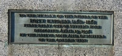 Pony Express Riders Memorial Marker. Click for full size. Pony Express Riders Memorial Marker image. Click for full size.