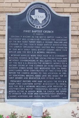 First Baptist Church of Corsicana Marker image. Click for full size.