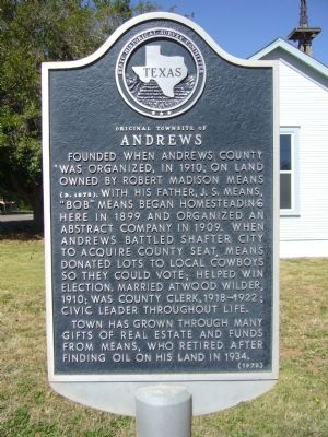 Original Townsite of Andrews Marker image. Click for full size.