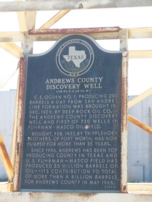Andrews County Discovery Well Marker image. Click for full size.