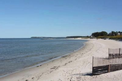 East shoreline, Chesapeake Bay , looking north from marker area at Cape Charles. Click for full size. East shoreline, Chesapeake Bay , looking north from marker area at Cape Charles image. Click for full size.