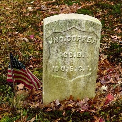 Headstone of John Copper, Company B, 19th United States Colored Infantry image. Click for full size.