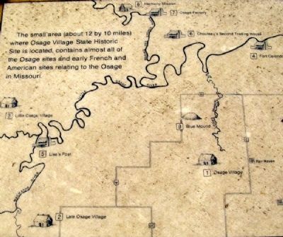 Map of Osage Sites in the Area on Marker image. Click for full size.