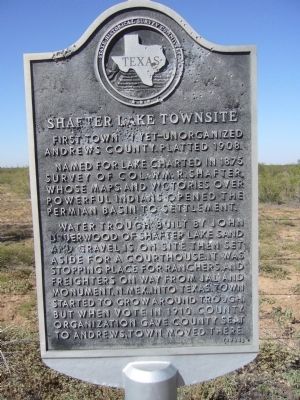 Shafter Lake Townsite Marker image. Click for full size.