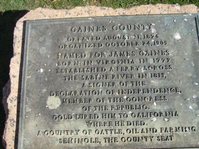 Gaines County Marker. Click for full size. Gaines County Marker image. Click for full size.