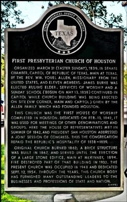 First Presbyterian Church of Houston Marker. Click for full size. First Presbyterian Church of Houston Marker image. Click for full size.
