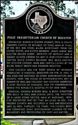 First Presbyterian Church of Houston Marker image. Click for full size.