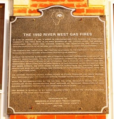 The 1992 River West Gas Fires Marker image. Click for full size.