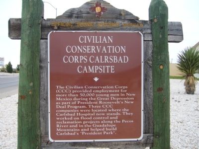 Civilian Conservation Corps Carlsbad Campsite Marker. Click for full size. Civilian Conservation Corps Carlsbad Campsite Marker image. Click for full size.