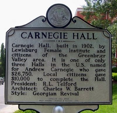 Carnegie Hall Marker - Side One image. Click for full size.