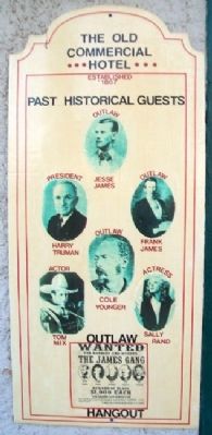 The Old Commercial Hotel Past Historical Guests Marker image. Click for full size.