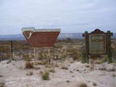 Guadalupe Escarpment Scenic Area Marker (on the left). Click for full size. Guadalupe Escarpment Scenic Area Marker (on the left) image. Click for full size.