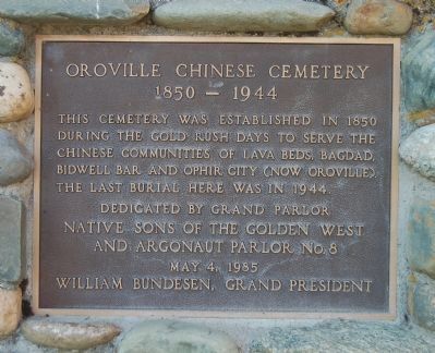 Oroville Chinese Cemetery Marker image. Click for full size.