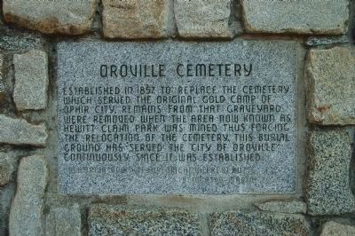 Oroville Cemetery Marker. Click for full size. Oroville Cemetery Marker image. Click for full size.