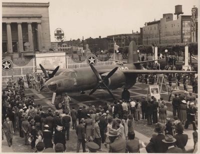 Martin B-26 in front of War Memorial Building during WW II image. Click for full size.
