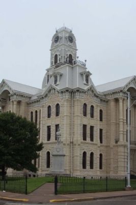Courthouse Bell Tower and Confederate Memorial. Click for full size. Courthouse Bell Tower and Confederate Memorial image. Click for full size.