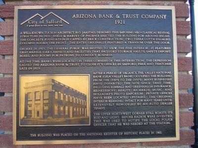 Arizona Bank & Trust Company Marker image. Click for full size.