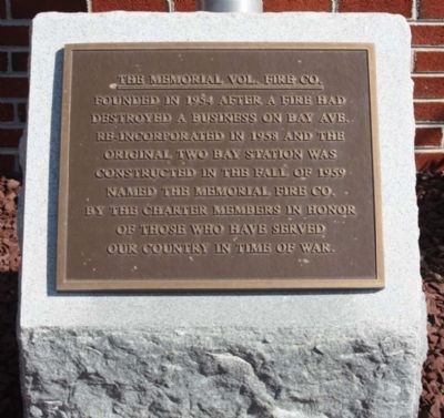 The Memorial Vol. Fire Co. Marker image. Click for full size.