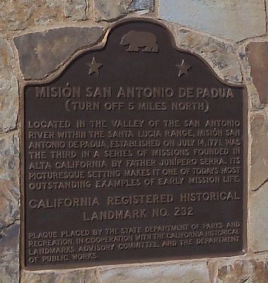 Misión San Antonio de Padua Marker image. Click for full size.