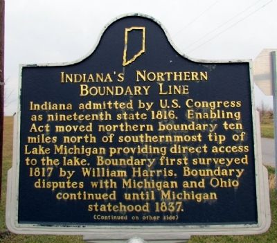 Indiana's Northern Boundary Line Marker image. Click for full size.