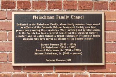 Fleishman Family Chapel Marker. Click for full size. Fleishman Family Chapel Marker image. Click for full size.
