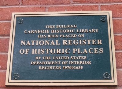 Carnegie Library NRHP Marker image. Click for full size.