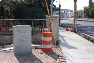 Septima P. Clark Marker, looking southwest near US 17. Click for full size. Septima P. Clark Marker, looking southwest near US 17 image. Click for full size.