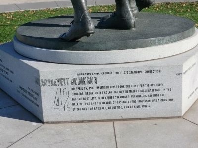 Jackie Robinson and Pee Wee Reese Monument Marker. Click for full size. Jackie Robinson and Pee Wee Reese Monument Marker image. Click for full size.