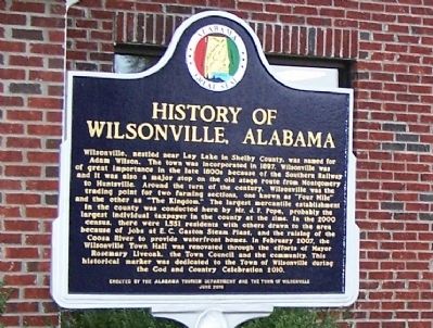 History of Wilsonville, Alabama Marker image. Click for full size.