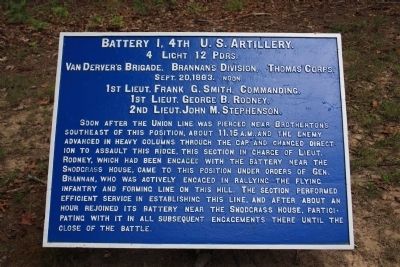 Battery I, 4th U.S. Artillery. Marker. Click for full size. Battery I, 4th U.S. Artillery. Marker image. Click for full size.