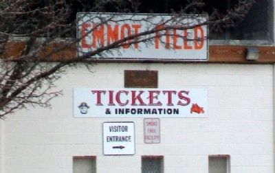 Emmot Field Sign Above Ticket Windows. Click for full size. Emmot Field Sign Above Ticket Windows image. Click for full size.