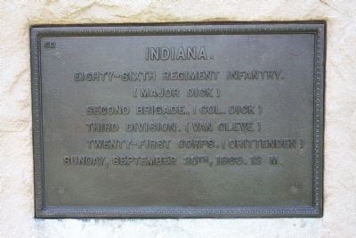 86th Indiana Infantry Marker. Click for full size. 86th Indiana Infantry Marker image. Click for full size.