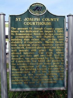 St. Joseph County Courthouse Marker (back). Click for full size. St. Joseph County Courthouse Marker (back) image. Click for full size.