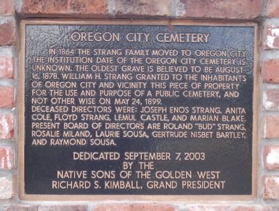 Oregon City Cemetery Marker image. Click for full size.
