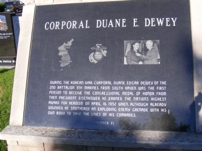 Corporal Duane E. Dewey Marker. Click for full size. Corporal Duane E. Dewey Marker image. Click for full size.