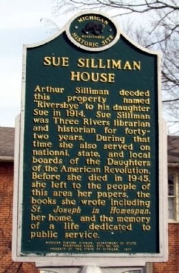 Sue Silliman House Marker. Click for full size. Sue Silliman House Marker image. Click for full size.