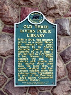 Old Three Rivers Public Library Marker image. Click for full size.