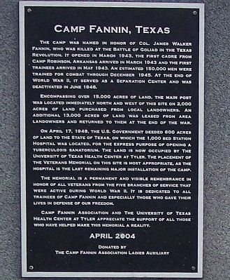 Camp Fannin, Texas Marker image. Click for full size.